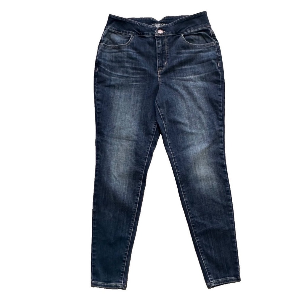 Maurices High Rise Skinny Jeans Dark Wash Pull On Stretch Denim W Size L Reg